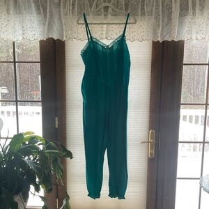 Teal Lace Trim Jumpsuit